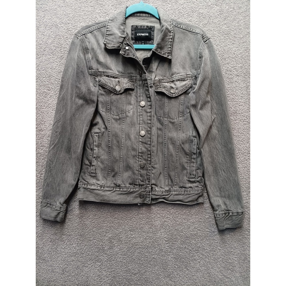Express Women's Gray Denim‎ Jacket Cotton Trucker Style Size S